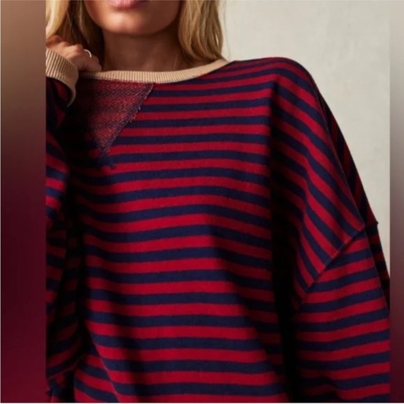 Free People Classic Striped Oversized Crewneck - Picture 2 of 6